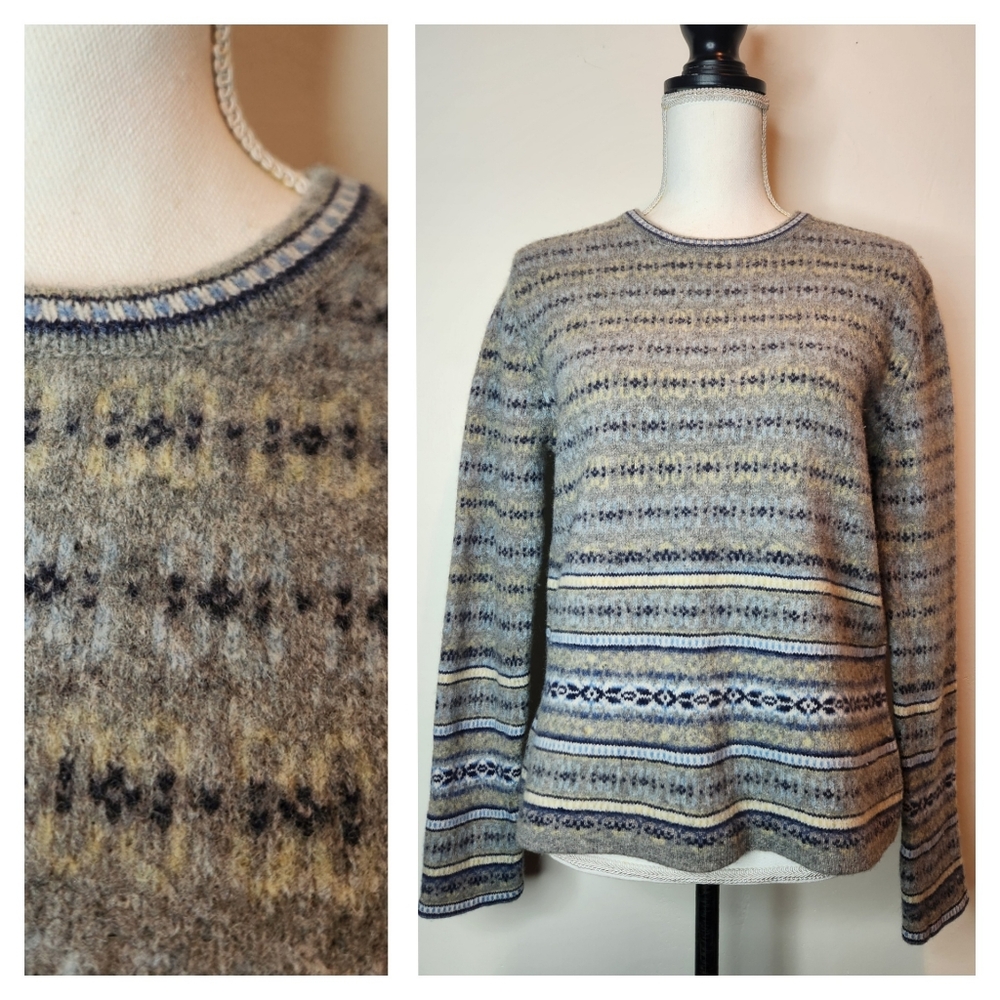 ❄️ J.Crew Fair 100% lambswool Fair Isle Nordic Pullover Sweater | Large